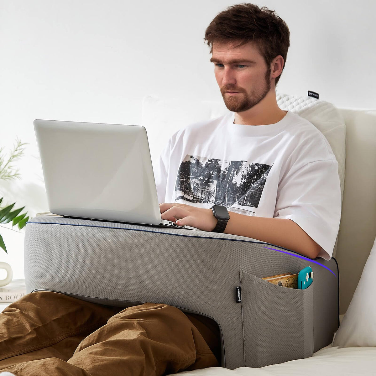cooloo8 lap desk pillow with arm rest for gaming and reading