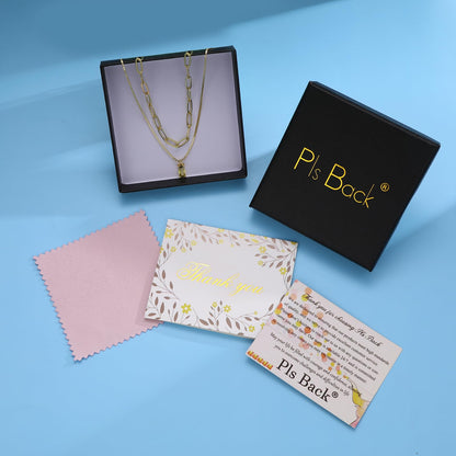 Pls Back dainty gold charm necklace — non tarnish with cubic zirconia emerald pendant