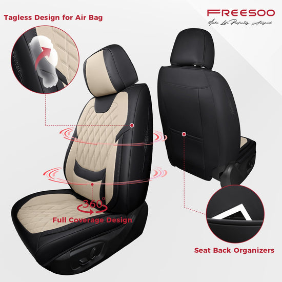 FREESOO vehicle seat cover — Faux Nappa leather with lumbar support and waterproof design