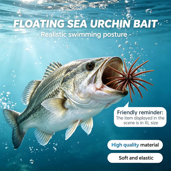 10 PCS Soft Plastic Sea Urchin Bait, Multi Tentacle Sea Urchin Fishing Lures, for Saltwater Freshwater Trout Bass Redfish Grouper Inshore Offshore Fishing (Flashing Brown, XL-4.33inch（10PCS）)