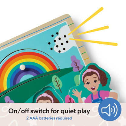 Melissa & Doug® Ms. Rachel™ wooden song peg puzzle — light-activated sound puzzle for toddlers ages 2-5 years