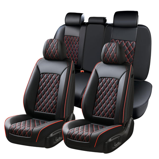 Huidasource seat covers — full set waterproof nappa leather in black and red