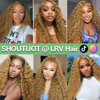 LRV deep wave wig — human hair with HD lace frontal, 180 density for women