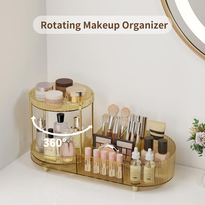 Jywantful caddy with rotating trays for vanity countertop