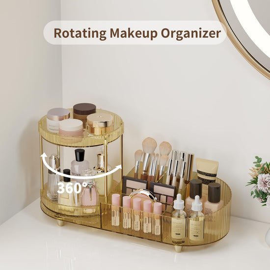 Jywantful caddy with rotating trays for vanity countertop
