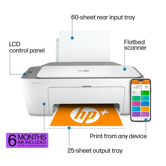 HP DeskJet 2855e printer — wireless all-in-one color inkjet functionality