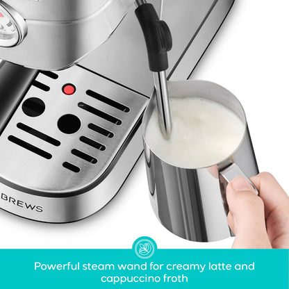 CASABREWS coffee maker — 20 bar pressure with milk frother and removable water tank