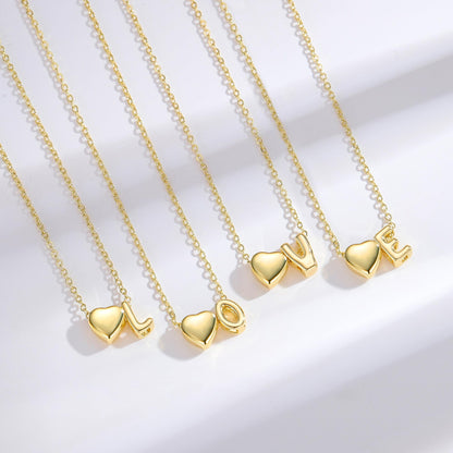 M MOOHAM heart initial necklace - 14K gold-plated tiny heart design for girls