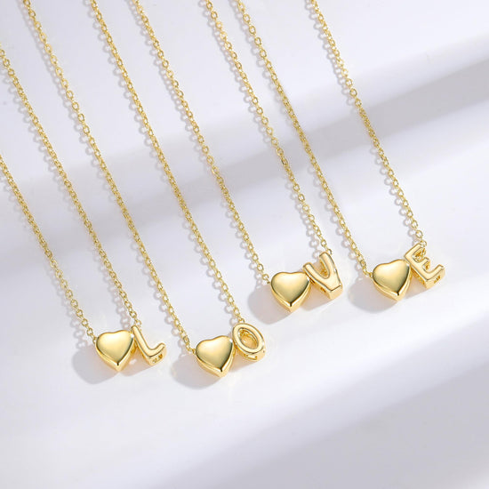 M MOOHAM heart initial necklace - 14K gold-plated tiny heart design for girls