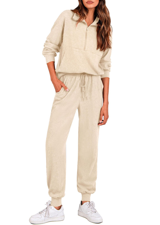 PRETTYGARDEN women's zip up sweatshirt and jogger pants track suit