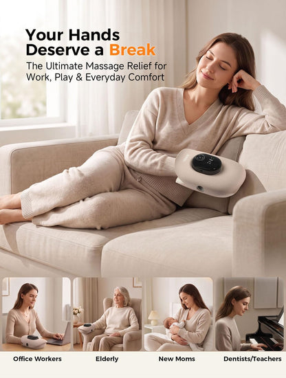 Hand Massager with Heat, Individual Fingers Stretching Massage, Champagne