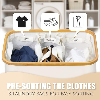 Extra large laundry hamper with lid and removable bags for bedroom and laundry room