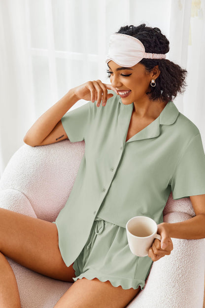 Ekouaer pajamas set — short sleeve button down sleepwear for women