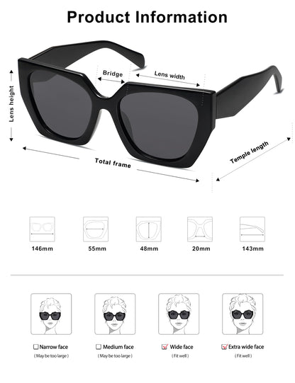 SOJOS oversized polarized sunglasses — trendy square design for women