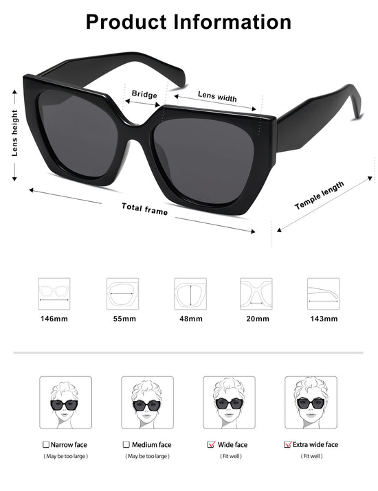SOJOS oversized polarized sunglasses — trendy square design for women