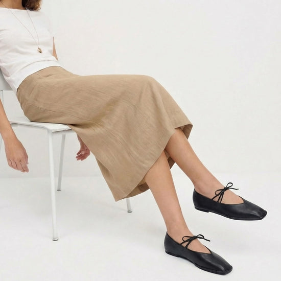 VorisVina ballet flats — lace up square toe with cute bow detail