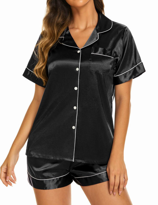 Ekouaer silk pajamas - short sleeve satin loungewear set for women