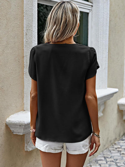 PRETTYGARDEN shirt — Summer V neck chiffon button down blouse for women