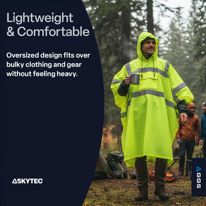 GGS rain poncho — high visibility and waterproof design with drawstring hood