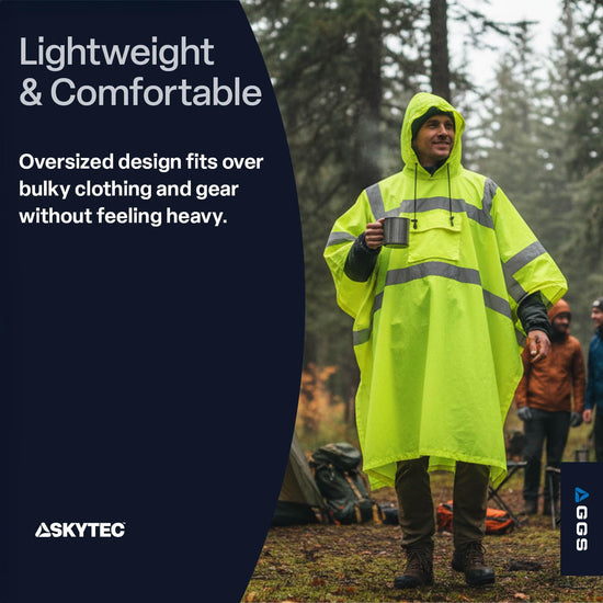 GGS rain poncho — high visibility and waterproof design with drawstring hood