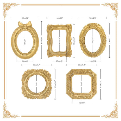 ERESGREAT picture frames — vintage gold mini set for tabletop decor (5 pcs)