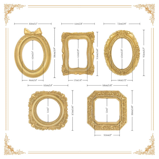 ERESGREAT picture frames — vintage gold mini set for tabletop decor (5 pcs)
