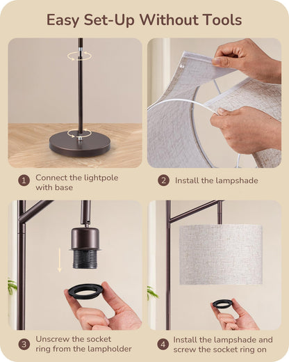 EDISHINE floor lamp — 64.7 minimalist design with adjustable shade and foot pedal switch
