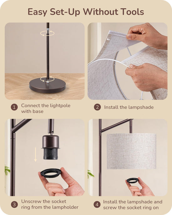 EDISHINE floor lamp — 64.7 minimalist design with adjustable shade and foot pedal switch