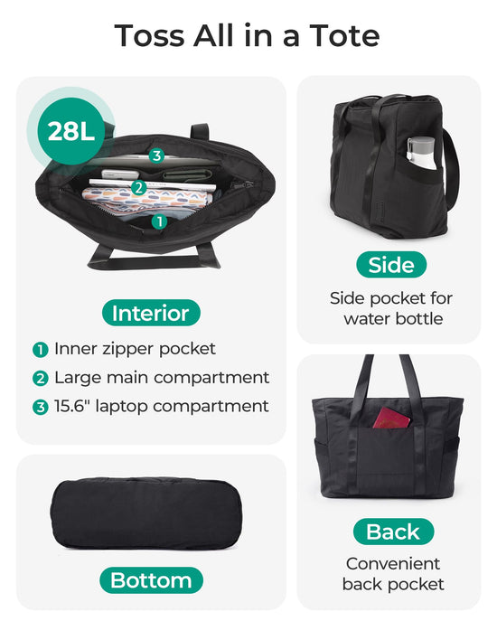 BAGSMART tote bag — zippered work tote with compartments for travel and gym