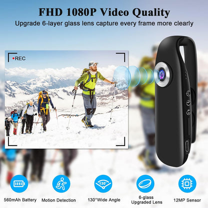 UYIKOO Body Camera 1080P with Magnetic Clip, 32GB Tiny Pocket Cam