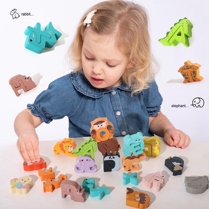 Puzzles — Wooden alphabet animal puzzles for toddlers ages 3-5
