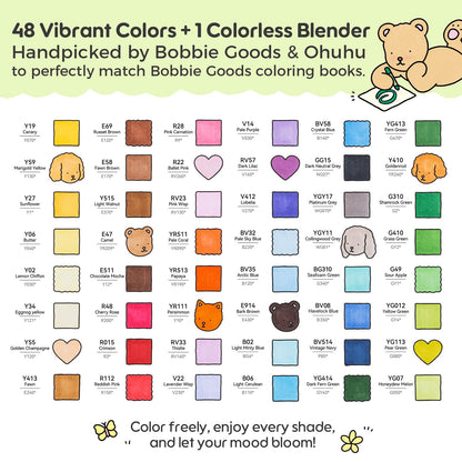Marking pen — Ohuhu & Bobbie Goods 48-color brush and fine alcohol markers for artists