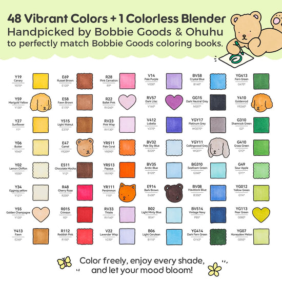 Marking pen — Ohuhu & Bobbie Goods 48-color brush and fine alcohol markers for artists