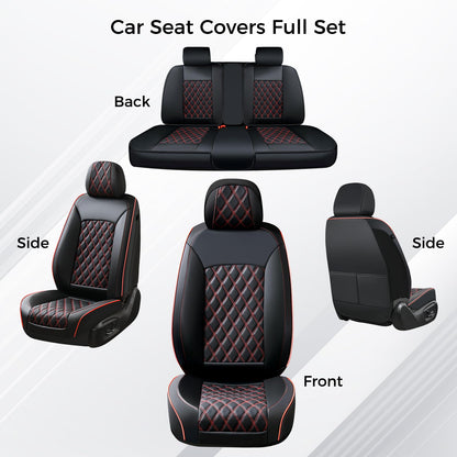 Huidasource seat covers — full set waterproof nappa leather in black and red