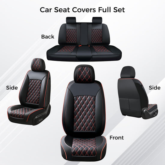 Huidasource seat covers — full set waterproof nappa leather in black and red