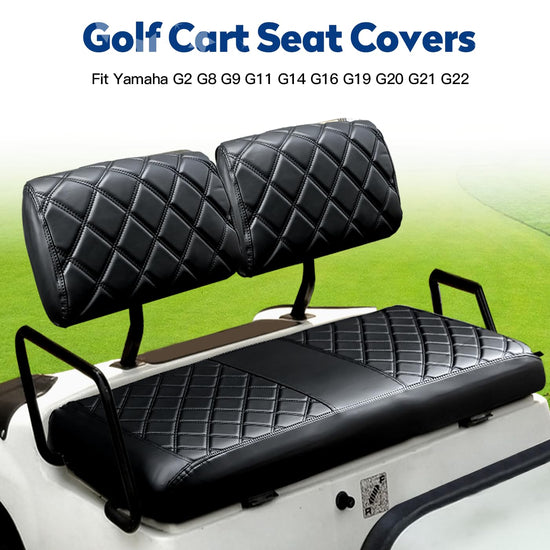 NOKINS golf cart seat cover - fits Yamaha G2 to G22 models, black with black stitch