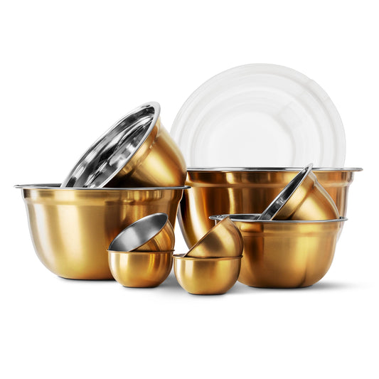 COOK WITH COLOR mixing bowls with stainless steel, airtight lids for kitchen use