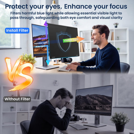 AEGIVIXE Magnetic Monitor Privacy Screen Filter 24 Inch for Computer 16:9 Aspect Ratio, Hanging Anti Blue Light Shield Eyes Protection, Removable Blackout Anti Spy Security Protector