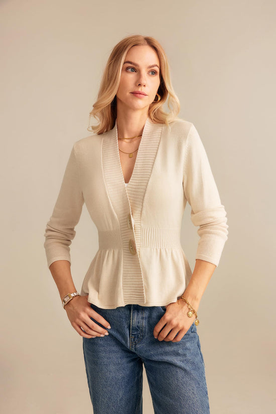 Grace Karin women cardigan sweater - Long sleeve cropped peplum coat