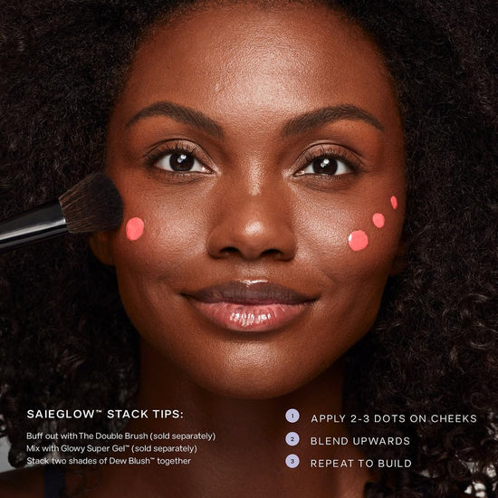FACE_SHAPING_MAKEUP — Saie Dew Blush for a natural finish