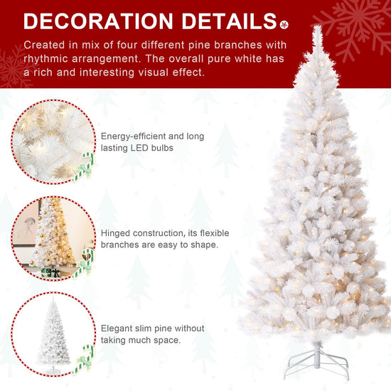 Glitzhome artificial Christmas tree — pre-lit flocked design with metal base and hinges for decoration
