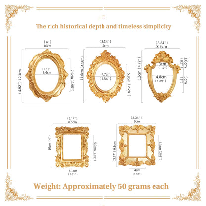 ERESGREAT picture frame — Mini gold magnetic frames for refrigerator (5 pcs)