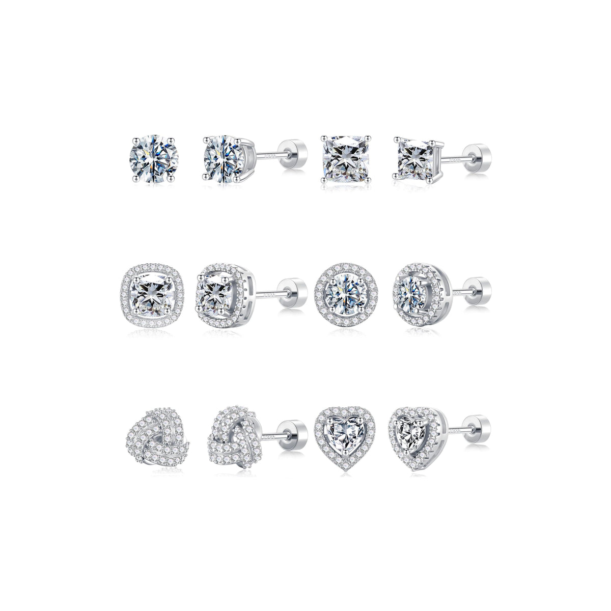 M MOOHAM hypoallergenic flat back stud earrings set for women and men - 14k gold/silver plated