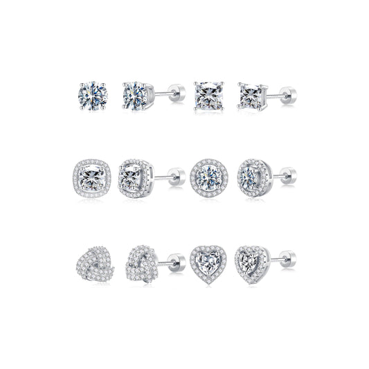 M MOOHAM hypoallergenic flat back stud earrings set for women and men - 14k gold/silver plated