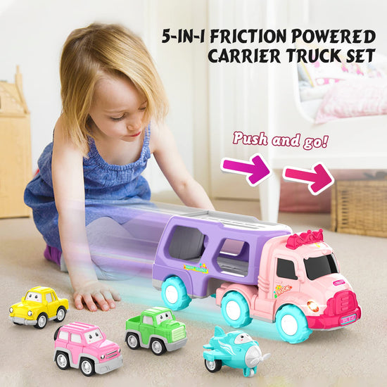 LASCOTON non-riding toy vehicle — 5-in-1 carrier truck with light and sound for toddlers