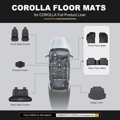 AOMSAZTO car floor mats - Heavy duty TPE all weather liners for Toyota Corolla sedan 2020-2026