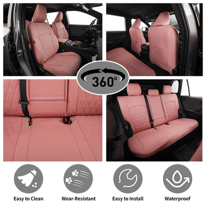 EKR Rav4 seat covers - custom fit faux leather in pink for 2019-2025 models