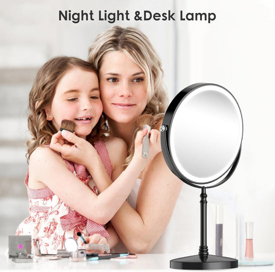 Home mirror — Rechargeable double-sided magnifying vanity mirror with adjustable brightness