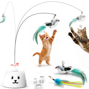 CATPICK interactive cat toy — automatic flying bird feather with suction base and motion activation