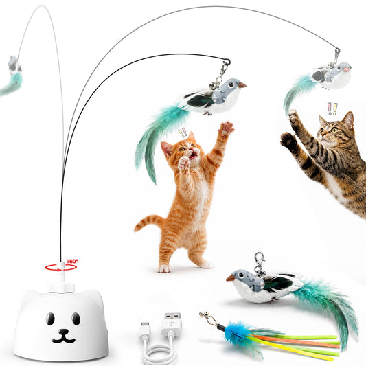 CATPICK interactive cat toy — automatic flying bird feather with suction base and motion activation